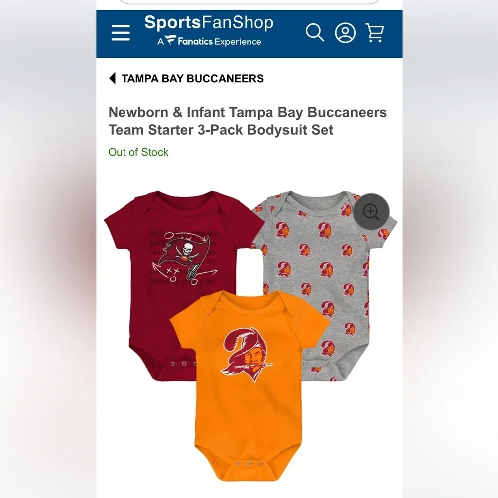 Tampa Bay Buccaneers Bodysuit Trio